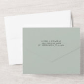 QRコードRSVP書道Sage Green 結婚's オールインワン招待状 (裏面)