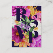 QRコードRSVP結婚のダークブルーカラフルフローラ エンクロージャーカード (裏面)