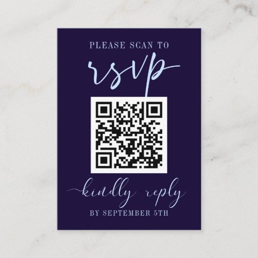 QRコードRSVP結婚のダークブルーカラフルフローラ エンクロージャーカード (正面)