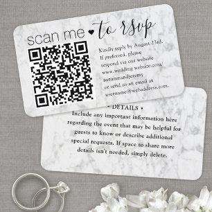 QRコードRSVP結婚の大理石フェイクエンクロージャカード 名刺