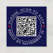 QRコードRSVP縁どとハートネイビ結婚ー エンクロージャーカード (正面)
