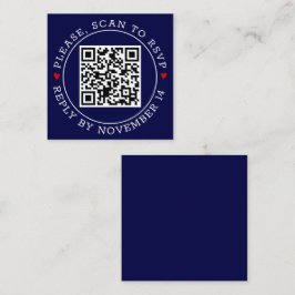 QRコードRSVP縁どとハートネイビ結婚ー エンクロージャーカード