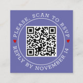 QRコードRSVP縁どハートは青結婚い エンクロージャーカード (正面)