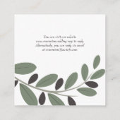 QRコードRSVP、オリーブブランチ地中海の結婚ズ エンクロージャーカード (裏面)