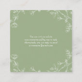 QRコードRSVP、セージ緑の花のフローラ結婚 エンクロージャーカード (裏面)