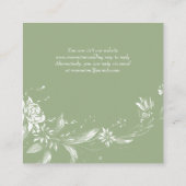 QRコードRSVP、セージ緑の花のフローラ結婚 エンクロージャーカード (裏面)