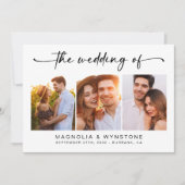 QRコードRSVP |モダン3枚の写結婚真 招待状 (正面)