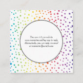 QRコードRSVP、紙吹雪ゲイレズ結婚ビアンエンクロージャ エンクロージャーカード (裏面)