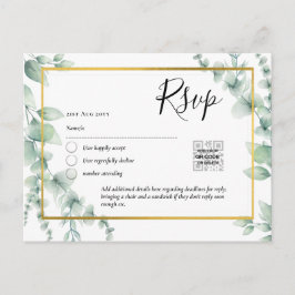 QRコードRSVP Eucalyptus 葉Greenery結婚 Po ポストカード