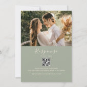 QRコードRSVP Sage Green 結婚's 招待状 (裏面)