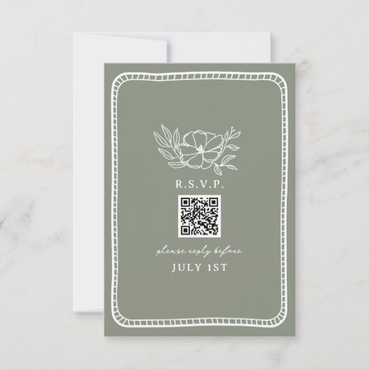 QRコードSage Greenフローラ結婚のQR RSVP (正面)