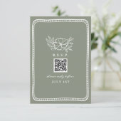 QRコードSage Greenフローラ結婚のQR RSVP (スタンド正面)
