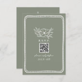 QRコードSage Greenフローラ結婚のQR RSVP (正面/裏面)