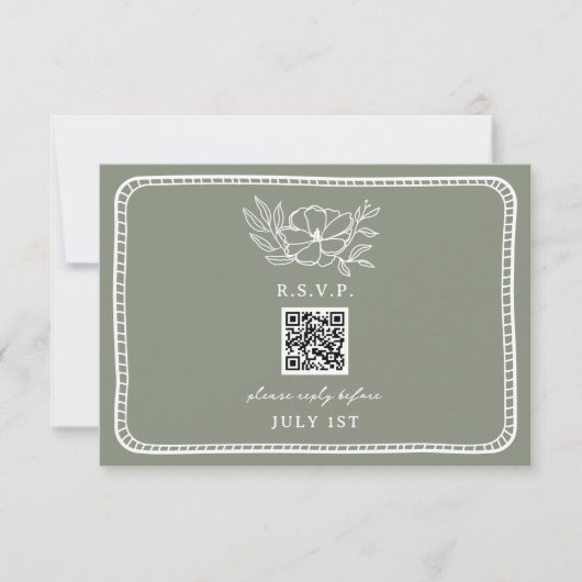 QRコードSage Greenフローラ結婚のQR RSVP (正面)
