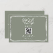 QRコードSage Greenフローラ結婚のQR RSVP (正面/裏面)