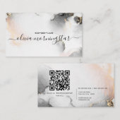 QRコードsigブラック金ゴールド赤面水彩画 名刺 (正面/裏面)