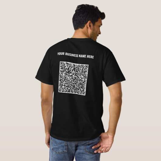 QRコードTシャツにビジネス名またはカスタムテキスト Tシャツ (裏面フル)
