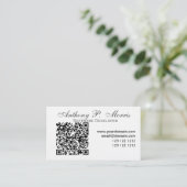 QRコードTECH懇願のミニマルでシンプルな白 名刺 (スタンド正面)