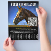 QRコードv.2付き乗馬レッスンフライヤー チラシ (手)