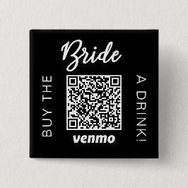 QRコードVenmoブラックで花嫁にドリンクを買おう 缶バッジ
