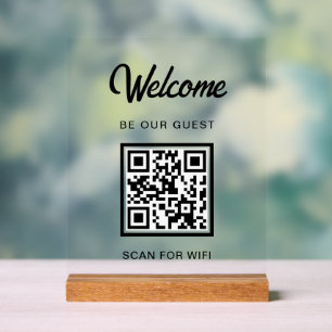 QRコードWifiのゲストスキャンへようこそ アクリルサイン