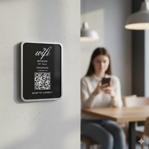 QRコードWifiインターネットパスワードブラックフレキシブル マグネット
