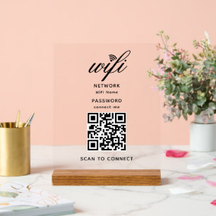 QRコードWifiインターネットパスワードホワイトアクリル記号 アクリルサイン