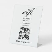 QRコードWifiインターネットパスワードホワイトペデスタル記号 台座サイン (正面)