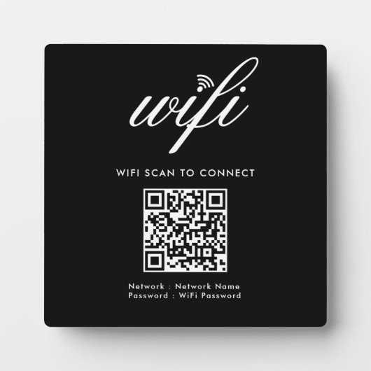 QRコードWifiスキャンして接続するカスタムブランドブラック フォトプラーク (正面)