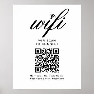 QRコードWifiスキャンして接続するカスタムブランドホワイト ポスター