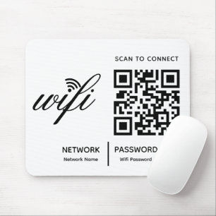 QRコードWifiスキャンして接続するカスタムブランドホワイト マウスパッド