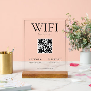 QRコードWIFIネットワークスキャンから接続サイン アクリルサイン