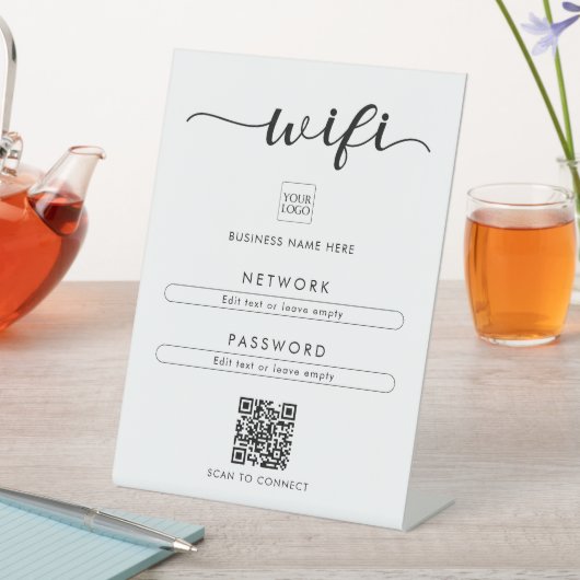 QRコードWifiネットワークパスワードロゴビジネスカフェ 台座サイン (インサイチュ)