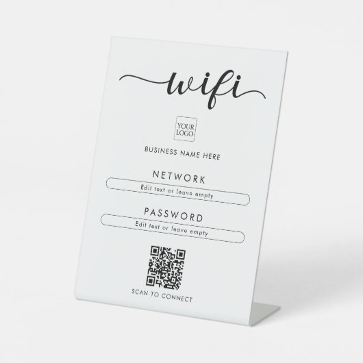 QRコードWifiネットワークパスワードロゴビジネスカフェ 台座サイン (正面)