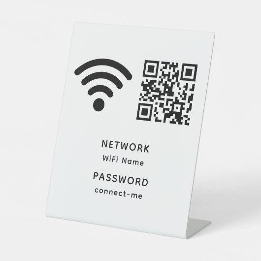 QRコードWifiパスワードとネットワークのパーソナライズ 台座サイン (正面)