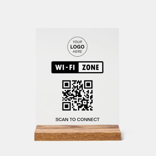 QRコードWifiビジネスロゴスキャンで接続 アクリルサイン (正面)