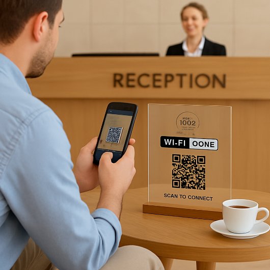 QRコードWifiビジネスロゴスキャンで接続 アクリルサイン