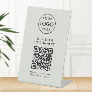 QRコードWifi 灰色のビジネスロゴInternet Connect 台座サイン