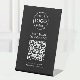 QRコードWifi | Black Business Logo Scan to Connect 台座サイン