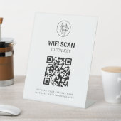 QRコードWifi Business Scan to Connect白モダン 台座サイン (インサイチュ)