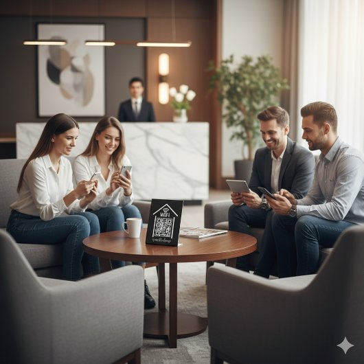 QRコードWifi Scan to Connectは自宅にある 台座サイン