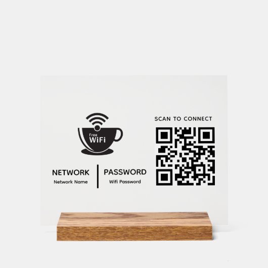 QRコードWifi Scan to Connect Businessロゴ アクリルサイン (正面)