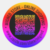 QRコーパーソナライズされたドと文字のステッカスタムカー ラウンドシール (正面)