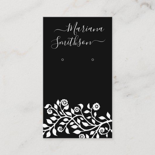 QRコーパーソナライズされたドブラックイヤリング表示カード 名刺 (正面)