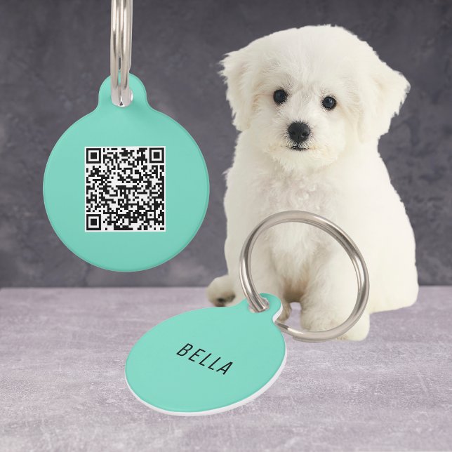 QRコーパーソナライズされたドミントドックアクセサリーミニマル ペット　ネームタグ (Personalized QR Code Mint Dog Accessories Minimal Pet ID Tag
)