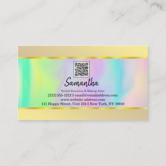 QRコーパーソナライズされたドロモダンゴ・ホログラフ美しい 名刺 (裏面)