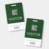 QRコーパーソナライズされたド付き緑のビジターバッジ バッジ (正面&裏面)
