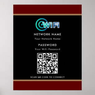 QRコーパーソナライズされたドWifiネットワークパスワードブラック ポスター