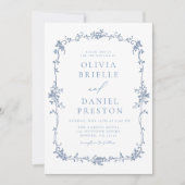 QRコービクトリアンドブルーフランスのヴィンテージウェディング 招待状 (正面)