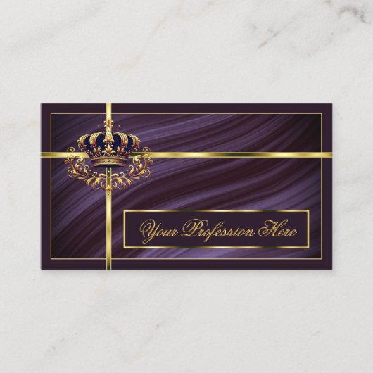 QRコーファンシード王室のノーブル付き紫色の金ゴールドクラウン 名刺 (正面)